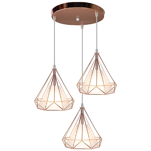 Stoex Suspension industrielle cage forme diamant 25cm, Lustre plafonnier luminaire 3