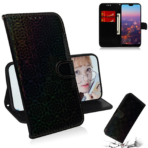 Wewoo Housse Coque Pour Huawei P20 Couleur unie Boucle magnétique colorée Flip horizontal en cuir PU avec support et fentes cartes et portefeuille et lanière noir