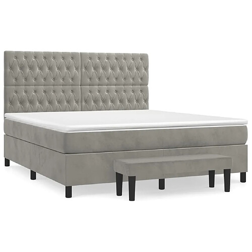 Maison Chic Lit adulte- Lit + matelas,Sommier à lattes de lit et matelas Gris clair 180x200cm Velours -GKD10379