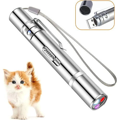 Jouet laser pour chat, pointeur laser rouge jouet pour chat, jouets interactifs pour chat pour chats d'intérieur, chiens, pointeur laser rechargeable USB pour chats pour chasser les jouets de chaton