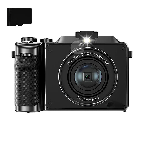 INF Appareil photo à double objectif numérique 4K 48MP avec zoom 18X et carte 32 Go Black