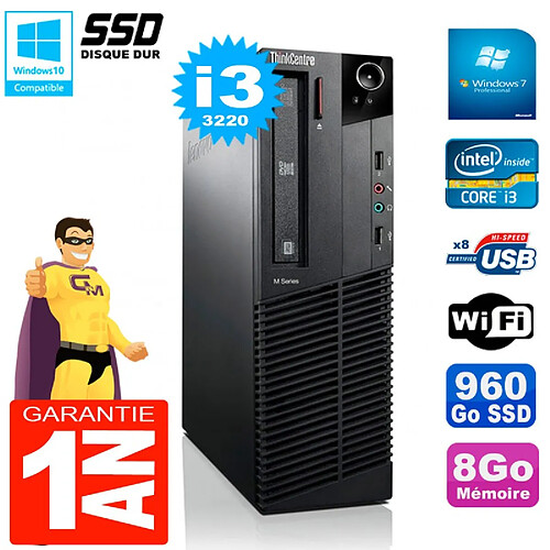 PC Lenovo M92p SFF Core I3-3220 8Go Disque 960Go SSD Graveur DVD Wifi W7 · Occasion