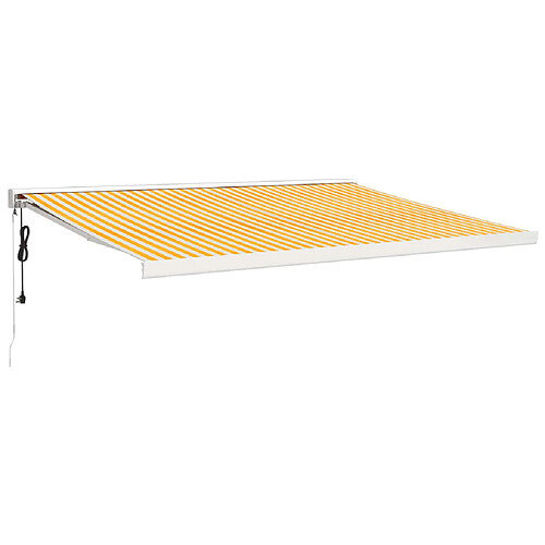 Maison Chic Store banne | Auvent rétractable de porte | Marquise Brise-soleil jaune et blanc 4,5x3 m tissu et aluminium -GKD19731