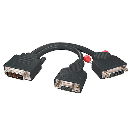 Lindy 41218 câble vidéo et adaptateur 0,2 m DVI-D DVI-D + VGA (D-Sub) Noir