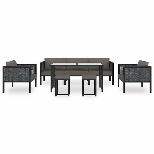 Maison Chic Salon de jardin 8 pcs + coussins - Mobilier/Meubles de jardin - Table et chaises d'extérieur Résine tressée Anthracite -MN22099