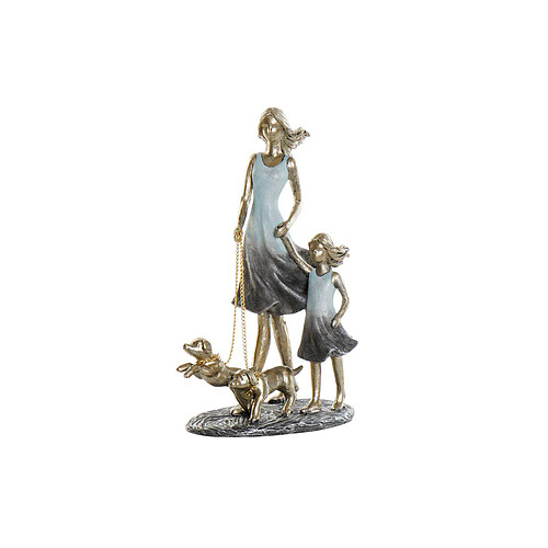 Figurine Décorative DKD Home Decor Bleu Doré Résine Moderne Famille (16 x 9,5 x 24 cm)