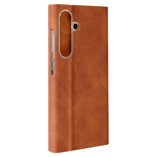 Avizar Housse pour Samsung Galaxy S24 Clapet Porte-carte Éco-cuir Nappa Marron Clair