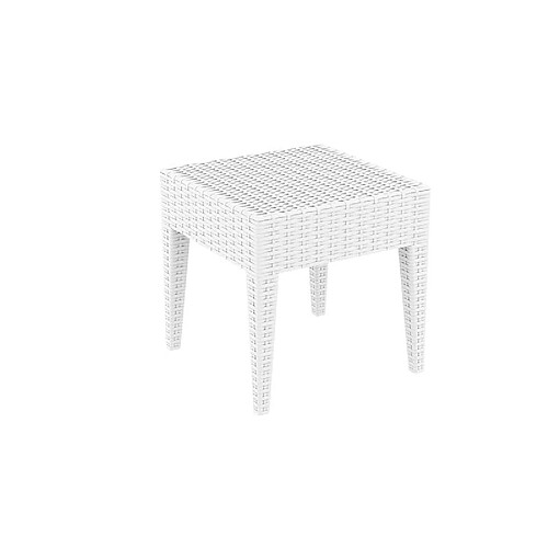 Decoshop26 Table basse de jardin carré étanche en plastique blanc 45x45x45 cm MDJ10028