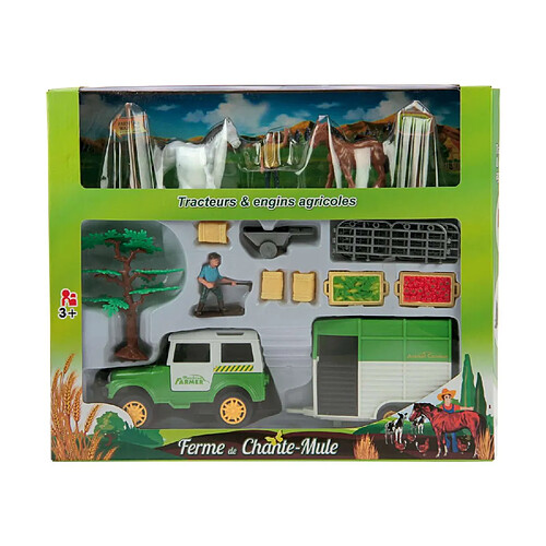 Imagin Coffret élevage de chevaux avec 2 chevaux, 4x4, van, personnages et décors