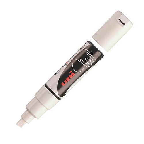 Uniball Marqueur craie liquide Uni-Ball Chalk pointe biseautée large 8 mm - blanc