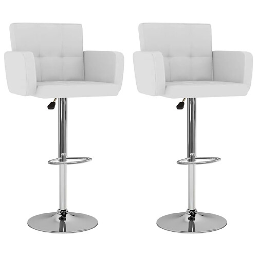 vidaXL Tabourets de bar lot de 2 blanc similicuir