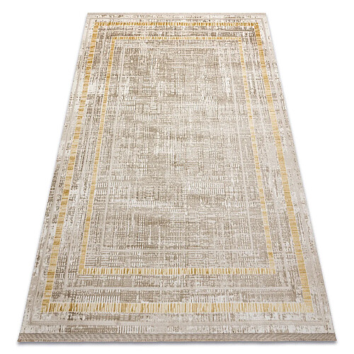 RUGSX Tapis moderne DUKE 51523 beige or - Cadre, structuré, très doux, franges 180x270 cm