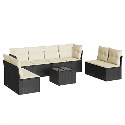 Maison Chic Salon de jardin 9 pcs avec coussins | Ensemble de Table et chaises | Mobilier d'Extérieur noir résine tressée -GKD92468