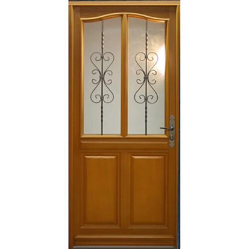 porte D'entrée Bois Vitrée, Sandy, H,215xl,90 P,gauche Cote Tableau Gd Menuiseries