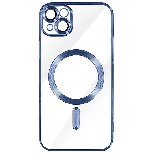 Avizar Coque MagSafe pour iPhone 13 Silicone Protection Caméra Chromé Bleu Clair