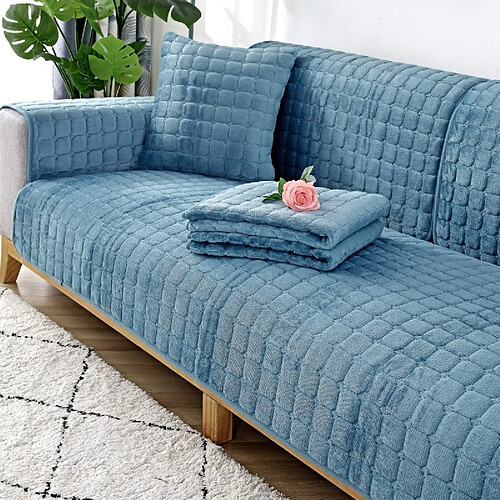 LUUCOZK Housse De Siège De Canapé Antidérapante Protecteur De Coussin De Canapé - Bleu-90x120CM