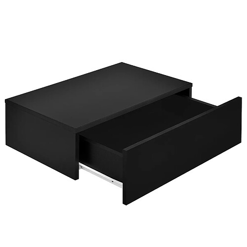 Helloshop26 Étagère murale pour chambre à coucher avec 1 tiroir laqué 46 cm noir 03_0001802