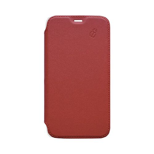 BEETLECASE Étui Folio pour iPhone X/iPhone XS en Cuir avec Dos Transparent et Porte-Cartes Rouge