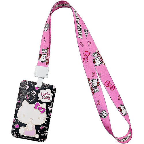 Universal Hello Kitty Lonyard avec support d'identification, longes mignonnes pour badges d'identification pour femmes et homme, porte-cordon de badge pour clés, longe kawaii, lanière d'anime, lanya rose