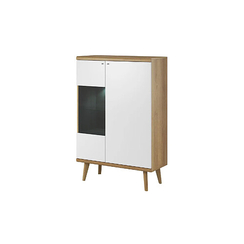 Bestmobilier Ava - buffet haut - bois et blanc - 90 cm - style scandinave