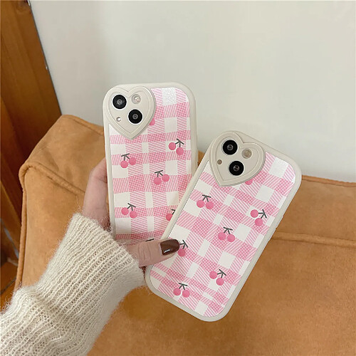 GUPBOO Étui iPhone 13 Pro Max - Plaid Rose Cerise