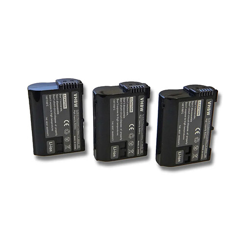 vhbw 3x batterie remplacement pour Nikon EN-EL15 pour appareil photo APRN (2000mAh, 7V, Li-ion) avec puce d'information