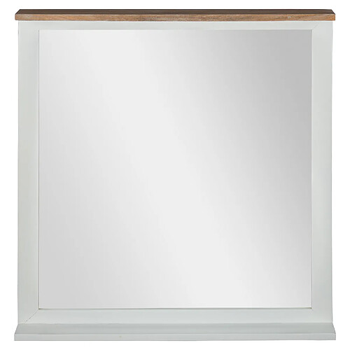 WOMO-DESIGN Miroir Mural XI'an 80 x 76 cm - Rectangulaire - Naturel/Blanc - Cadre en Bois de Manguier Massif Laqué - Style Campagnard Classique - pour Entrée Couloir Salle de Bain Chambre Maquillage