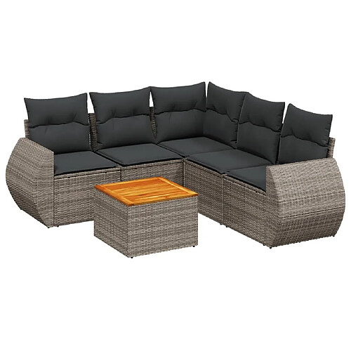 Maison Chic Salon de jardin 6 pcs avec coussins | Ensemble de Table et chaises | Mobilier d'Extérieur gris résine tressée -GKD81743