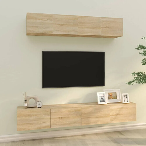 vidaXL Ensemble de meubles TV 4 pcs Chêne sonoma Bois d'ingénierie