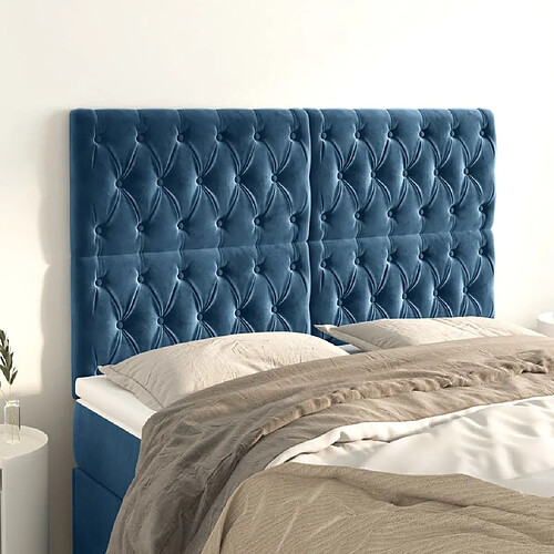 vidaXL Têtes de lit 4 pcs Bleu foncé 72x7x78/88 cm Velours