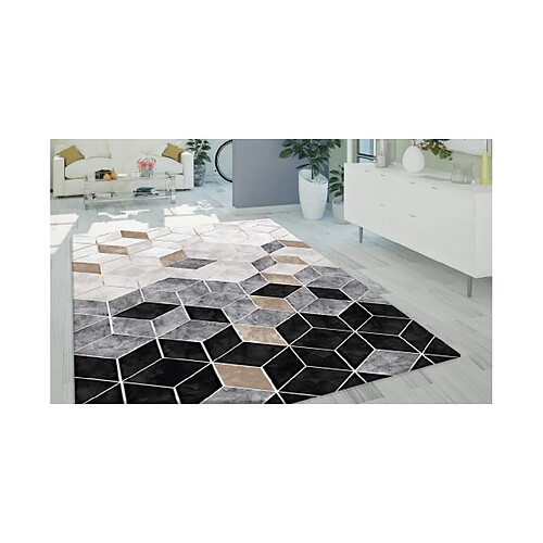 Mani Textile Tapis LUXE Doré, Noir