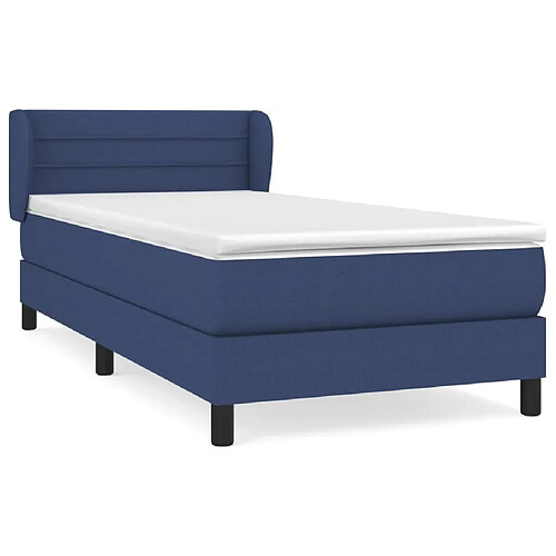 Maison Chic Structures de lit + matelas,Lit à sommier tapissier avec matelas Bleu 90x190 cm Tissu -MN76165