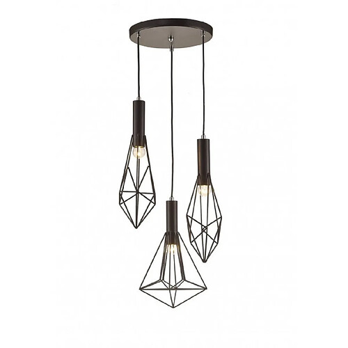 Luminaire Center Suspension Kristoff Noir 3 ampoules 47cm