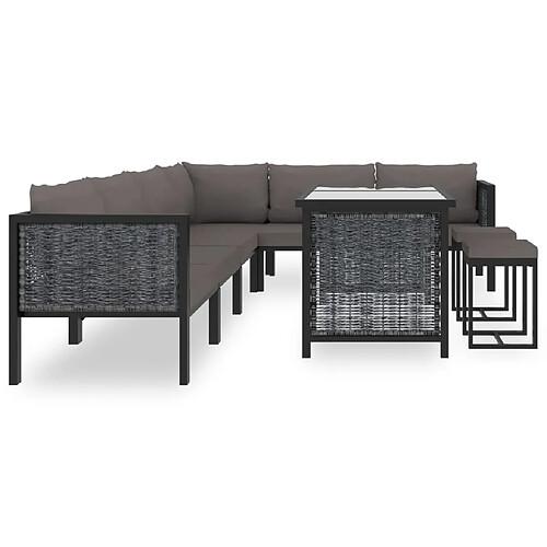 Maison Chic Salon de jardin 9 pcs + coussins - Mobilier/Meubles de jardin - Table et chaises d'extérieur Résine tressée Anthracite -MN80537