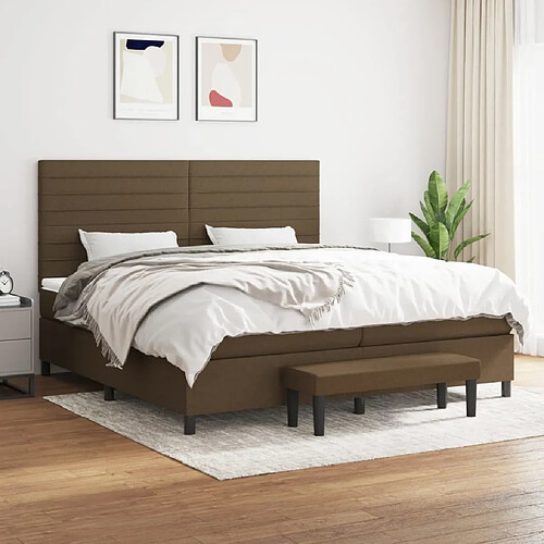 vidaXL Sommier à lattes de lit avec matelas Marron foncé 200x200 cm