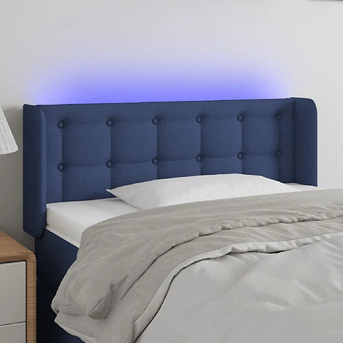 Maison Chic Tête de lit scandinave à LED,meuble de chambre Bleu 103x16x78/88 cm Tissu -MN18865