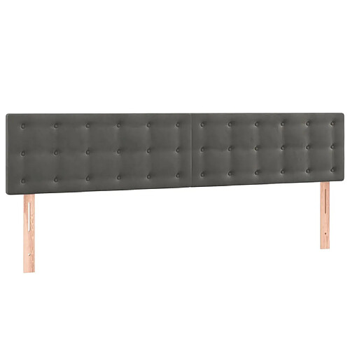 Maison Chic Lot de 2 Têtes de lit design pour chambre - Décoration de lit Gris foncé 80x5x78/88 cm Velours -MN17777