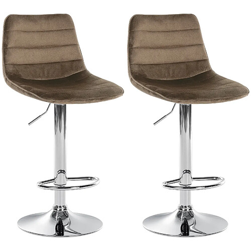 Non Lot de 2 tabourets de bar Lex velours chrome