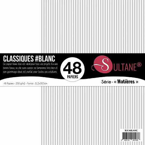 Sultane A 48 papiers Scrapbooking Blanc - 300g/m2 - H : 30,5 cm