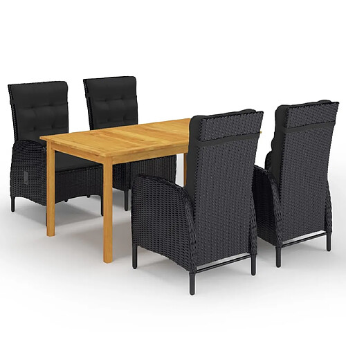 Salle à manger de jardin 5 pcs,Table et chaise à dîner Noir -MN87738