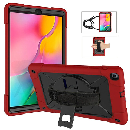 Wewoo Housse Coque Pour Galaxy Tab A 10.1 2019 T510 Silicone de couleur de contraste + PC Combinaison avec support Rouge + Noir