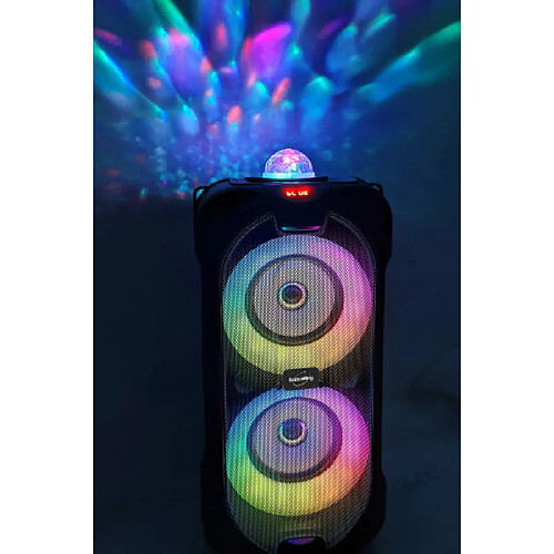 Inovalley Enceinte lumineuse Bluetooth KARAOKE 400W DuoSOUND