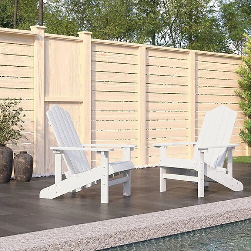 vidaXL Chaises de jardin Adirondack lot de 2 PEHD Blanc