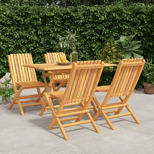 Salle à dîner de jardin 5 pcs,Table et chaise à manger Bois de teck massif -MN59111