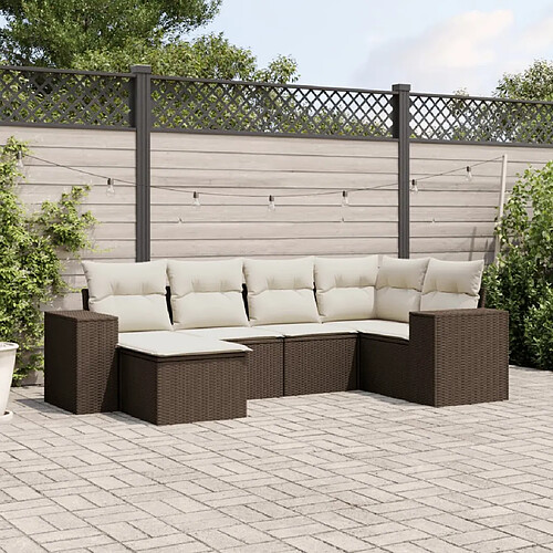 vidaXL Salon de jardin avec coussins 6 pcs marron résine tressée