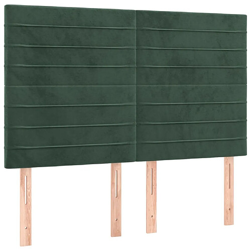 Maison Chic Lot de 4 Têtes de lit design pour chambre - Décoration de lit Vert foncé 72x5x78/88 cm Velours -MN29234