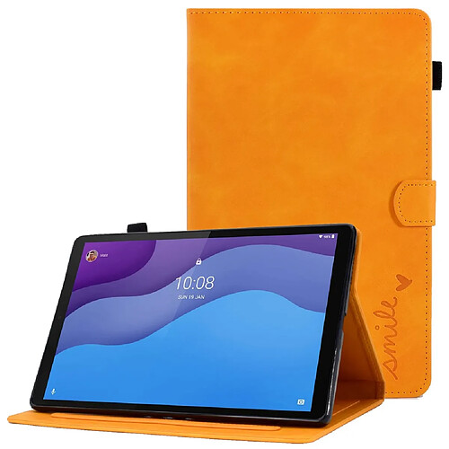 Etui en PU fermoir magnétique avec support, porte-cartes et porte-stylo pour votre Lenovo Tab M10 HD Gen 2 X306 10.1" - orange