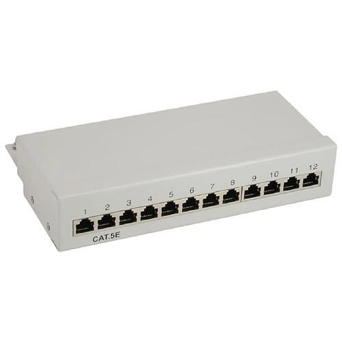 Panneau à connexions InLine®, Cat.5e, montage sur table/au mur, 12-port, gris clair RAL7035