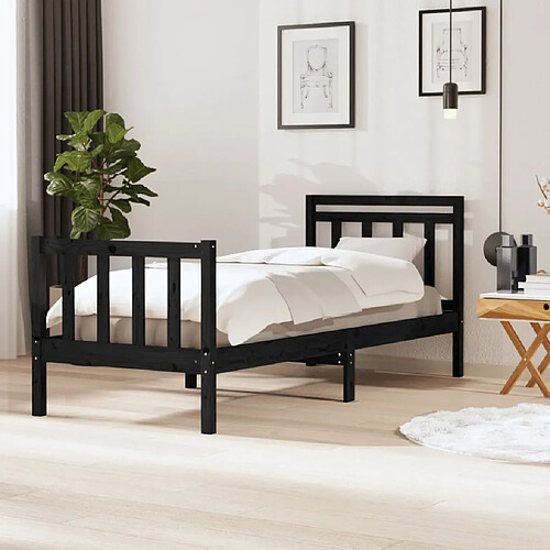 vidaXL Cadre de lit sans matelas noir bois massif 100x200 cm