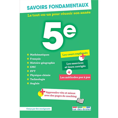 5e, savoirs fondamentaux : le tout-en-un pour réussir son année